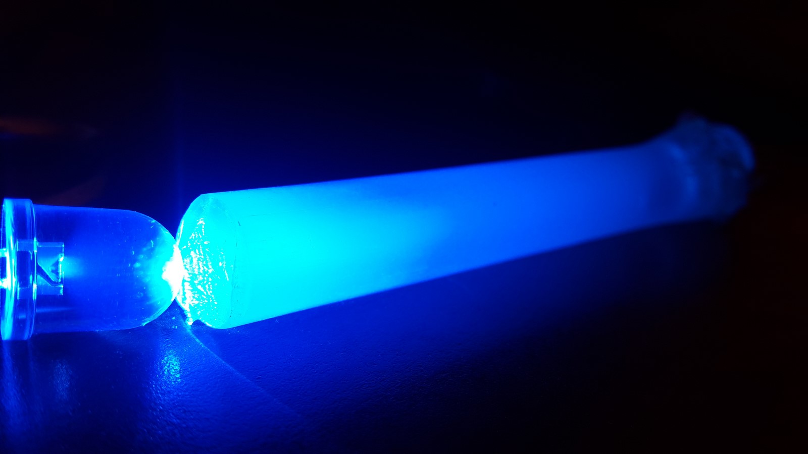 Blue Led and hot glue stick