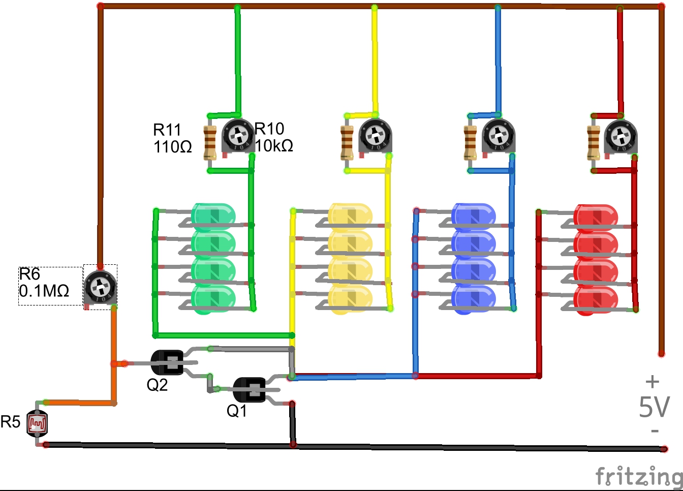 solar phone charging station - LDR, darlington circle sketch