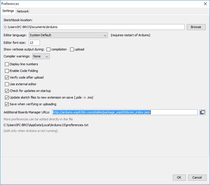 updating esp8266 firmware using arduino