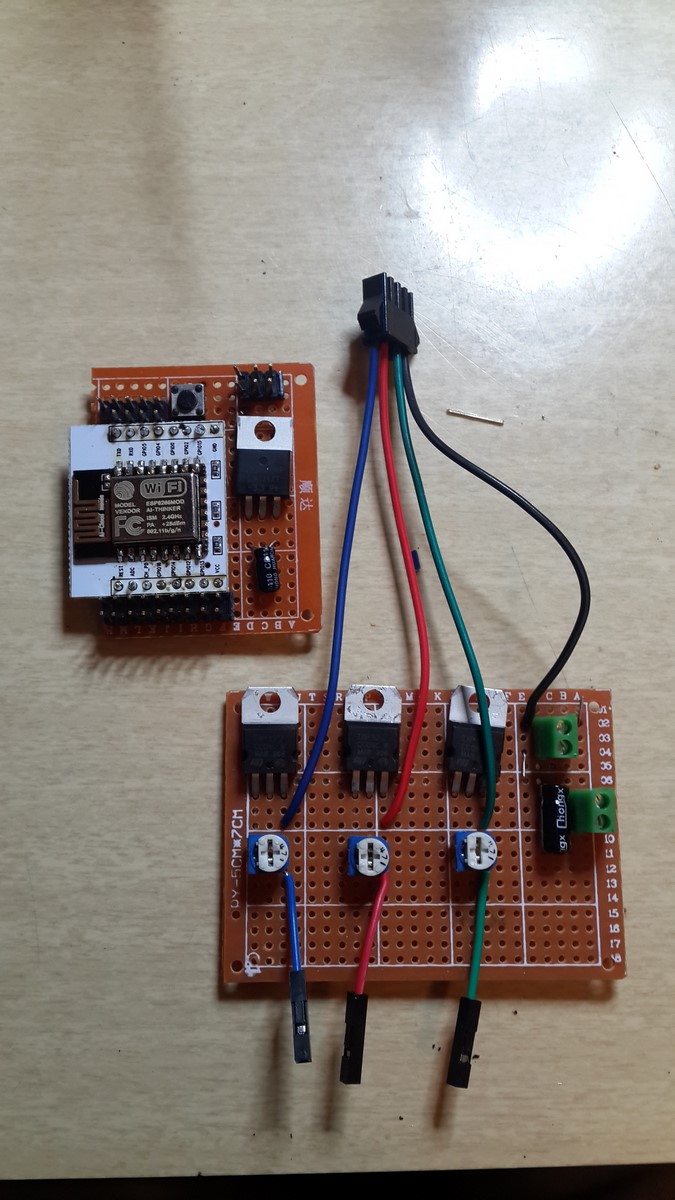 Soldered boards Led driver and ESP12e