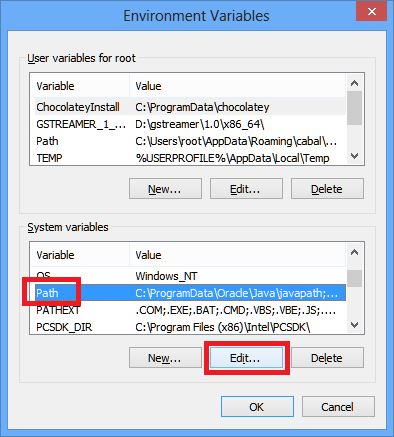 finding the path environment variable