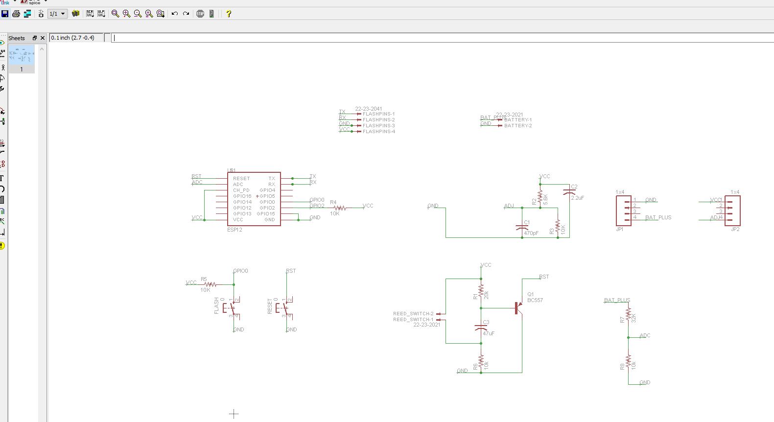 PCB ESP8266 notifier reed switch scheme