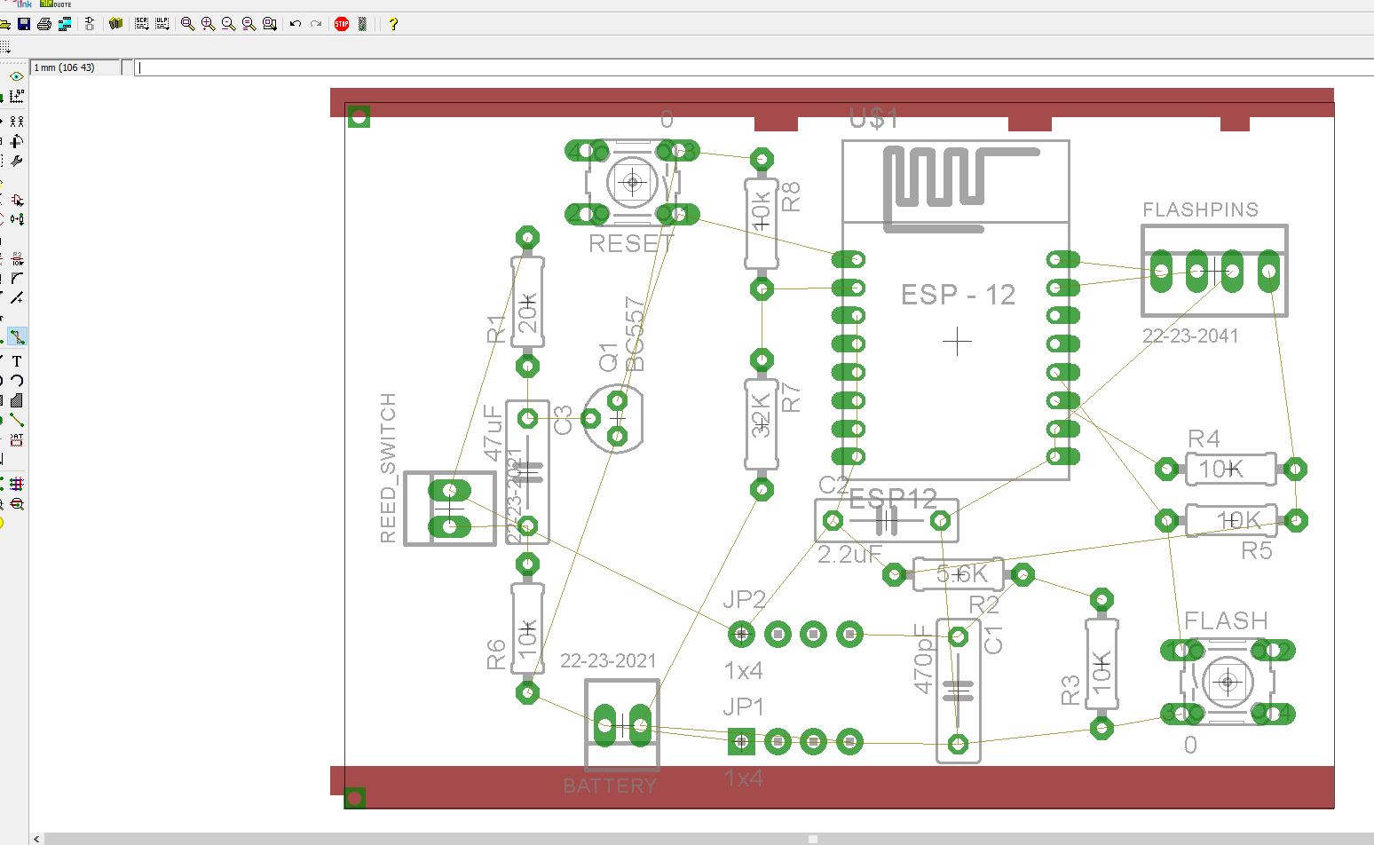 ESP8266 Eagle board design notifier reed switch