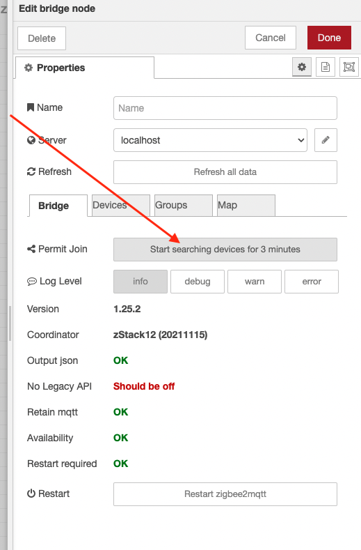 Getting an IKEA Motion Sensor to work in Node Red